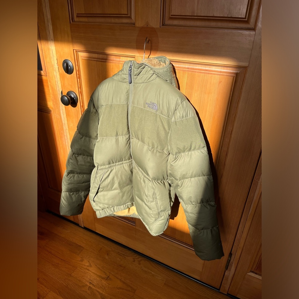 Olive Green Northface puffer jacket